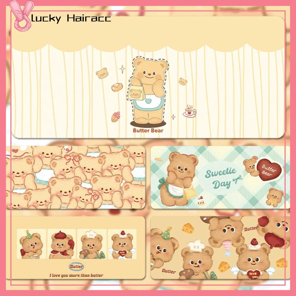 LUCKY HAIRACC Chống trượt Miếng lót chuột hình gấu bơ Phụ kiện chơi game Hoạt hình Bảo vệ bàn  Dễ thương Thảm chuột bàn phím