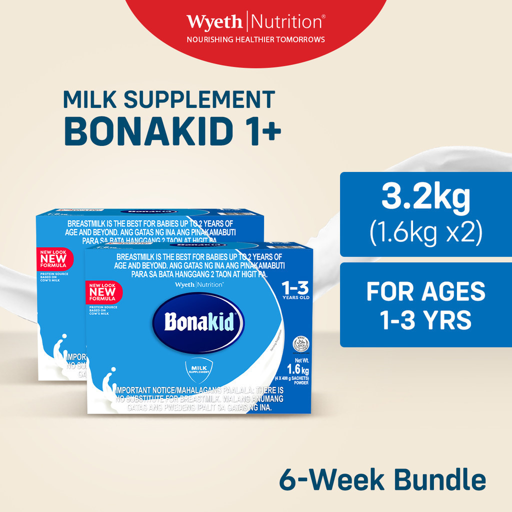 BONAKID 1+ Stage Three Milk Supplement Powder for Children 1 to 3 Years Old 3.2kg (1.6kg x2)