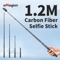 aMagisn 1.2m Carbon Fiber Selfie Stick Lightweight Travel Vlog Extension Pole for GoPro DJI Insta360 etc AM23