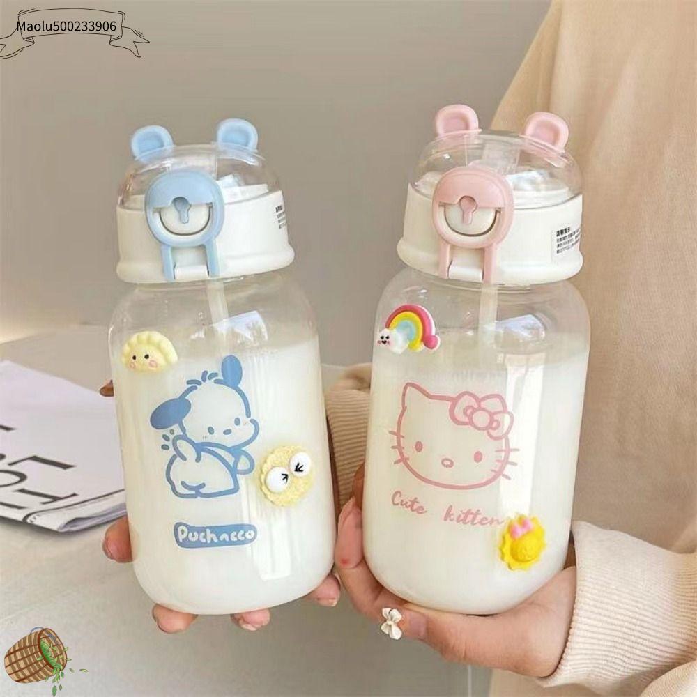 MAOLU500233906 Cinnamoroll Chai nước có ống hút Anime Kuromi Cốc uống nước Di động Cốc có ống hút Chai nước hoạt hình anime Học sinh nam nữ