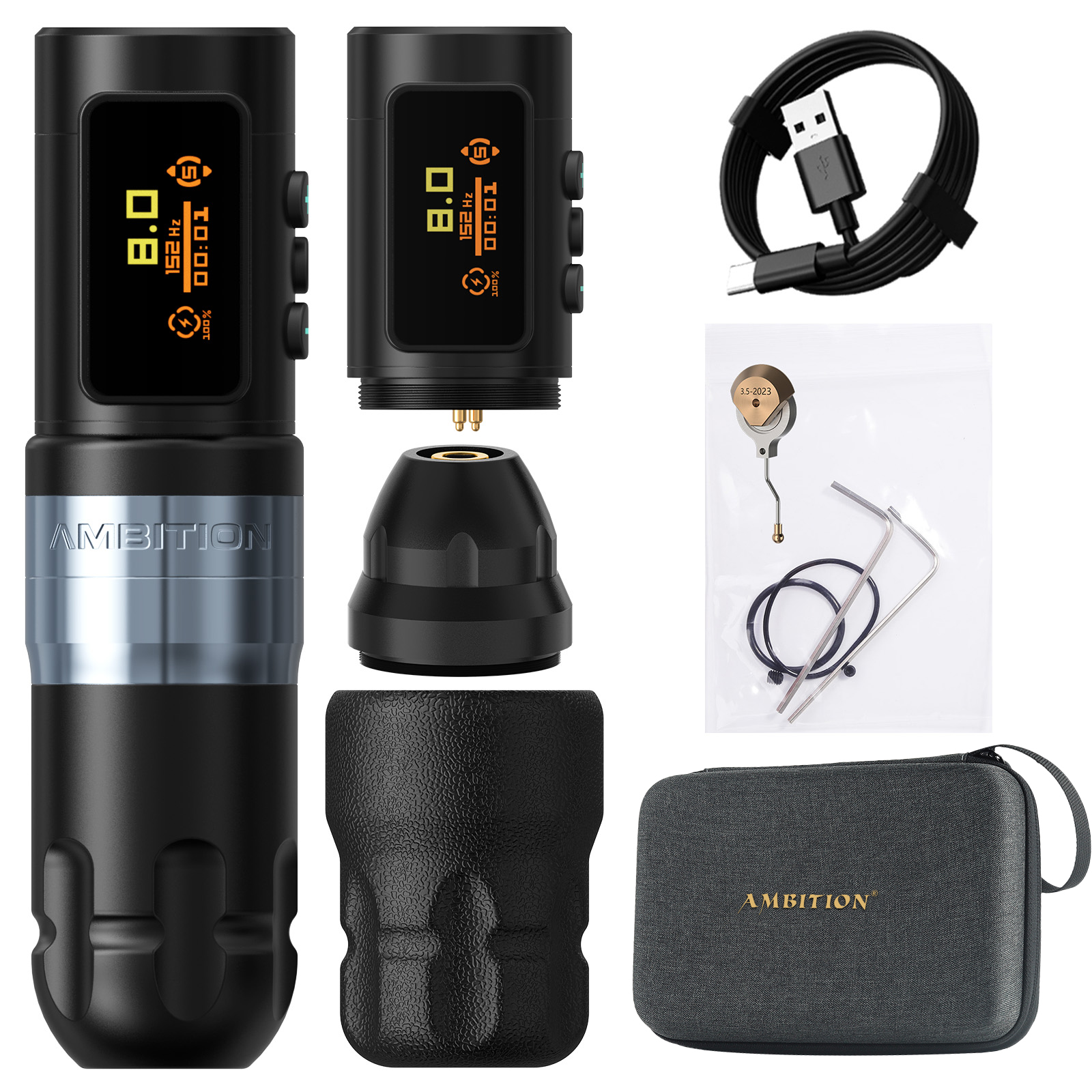 Ambition Shura-X Wireless Tattoo Machine 3.5mm+4.0mm Stroke 1-12V battery 1800mAh Double Bearing Dir