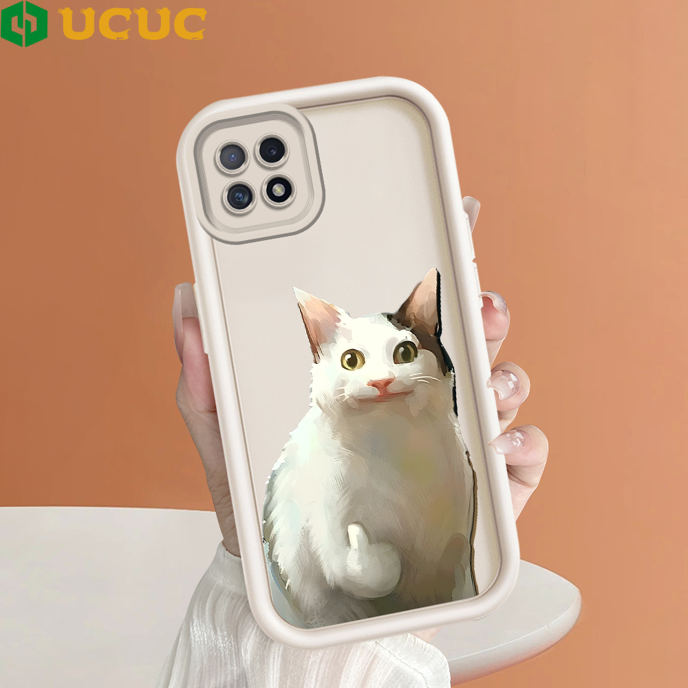 Ucuc ốp cho OPPO A58 4G A58 5g A5S A7 A72 5g A73 5g A74 A76 silicon mềm vuông thang trường hợp thú vị mèo Ốp điện thoại bọc hoàn toàn