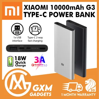 Xiaomi Gen 3 Type C 18W Two Way Fast charge 10000mAH Power Bank Portable charger Powerbank