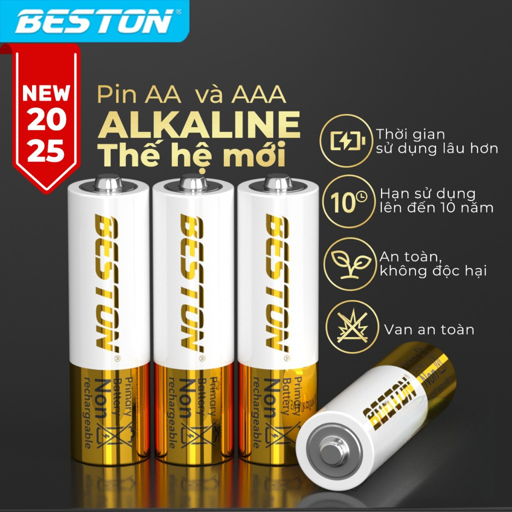 Pin Alkaline Beston AA AAA 1.5V cho Micro karaoke, đồ chơi , điều khiển, mẫu mới bền bỉ và an toàn