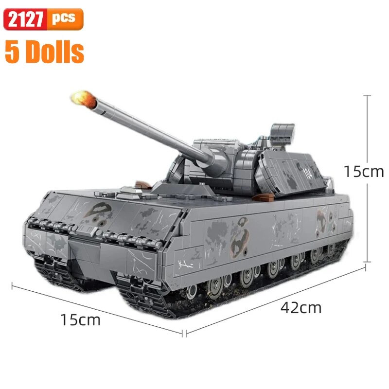 Compatible with LEGO Áo giáp Đức VIII Mauss Tank MOC Khối quân sự Chuột Loại Heavy Duty Panzer Tank