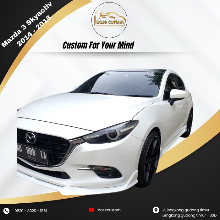 BODYKIT MAZDA 3 SKYACTIV TAHUN 2014-2018 TANPA SPOILER WING FINISH CAT -SPAREPARTVIN Harga 9,202,000 rupiah*Gratis Ongkir