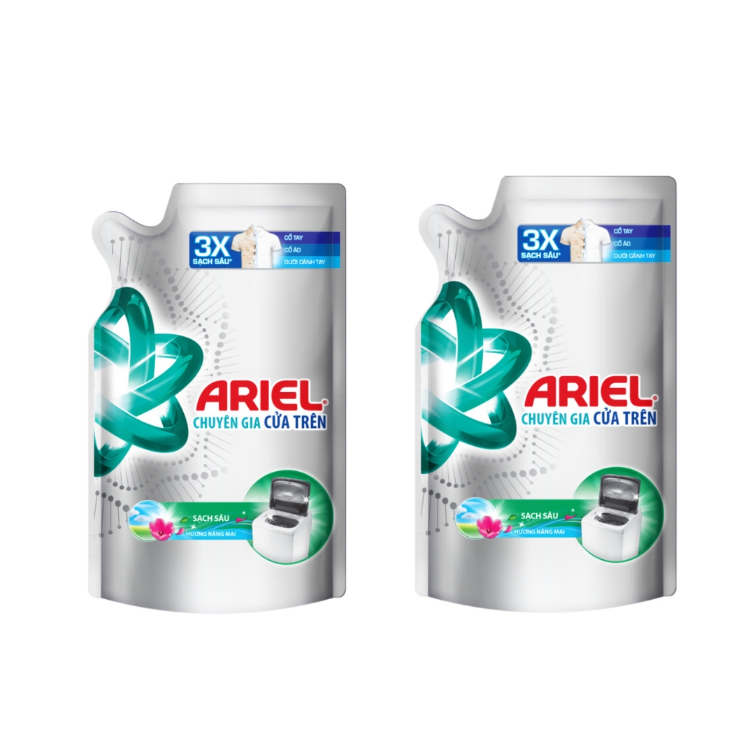 Set 2 bịch nước giặt ariel cửa trên sạch sâu hương nắng mai túi 400g- hàng tặng