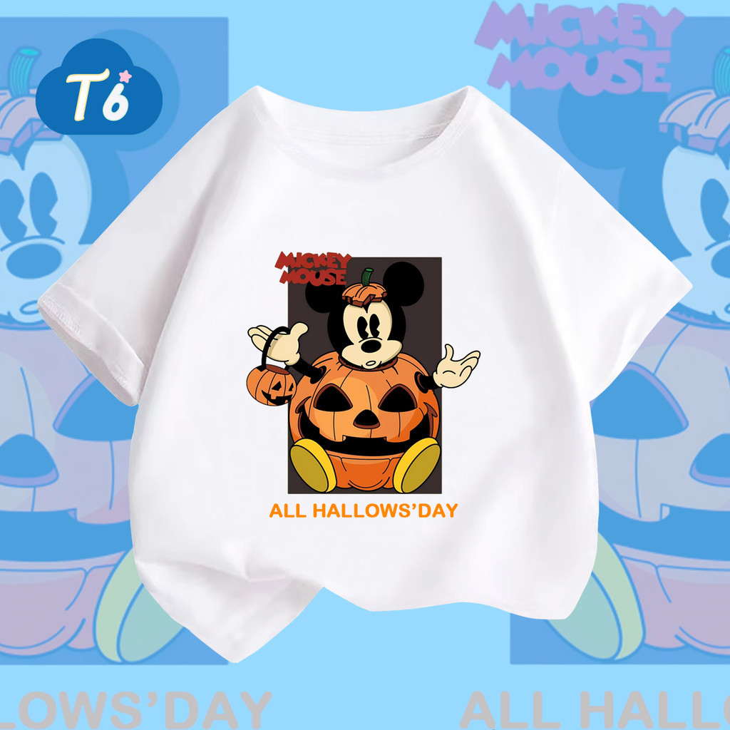 T6🦋💓NEW เสื้อยืดคอกลมแขนสั้น เสื้อยืดแฟชั่น Disney Mickey Mouse หลวม😘100% Cotton 6สี 100-140 ราคา 149 บาท*ส่งฟรี