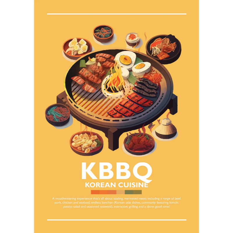 Korean Food Poster Bulgogi Bibimbap Gimbap Kimchi Sundubu Jjigae Canvas Painting Minimalist Wall Art Picture Kitchen Home Decor