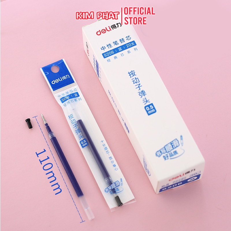 hộp 20 ruột bút GEL Deli S206 Ngòi 0.5mm Dùng thay cho bút A575 A057B-01 Gia Nguyễn