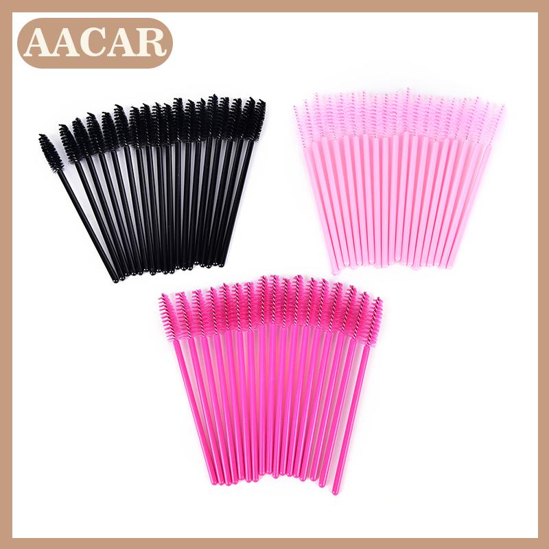 AACAR 50Pcs Dùng Một Lần Lông Mi Bàn Chải Mascara Wands Applicator Spoolers Trang Điểm Công Cụ