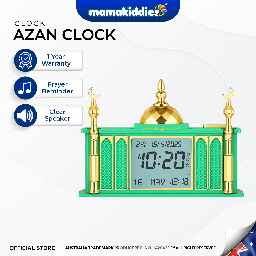 Al- Harameen Mosque Pray Muslim Table Digital Azan Clock Wall Jam Azan Dinding Included Adapter/Battery