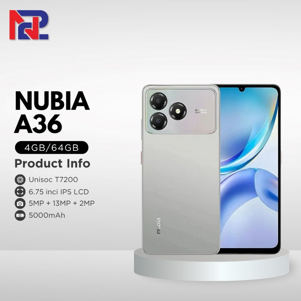 Zte Nubia A36 4+8/64 Gb | Display 6.75 Inch Hd+ 90Hz - Unisoc T7200 Octa Core | 5000 Mah Battery 10W Charge - Official Guarantee Harga  1,150,000 Ringgit*Penghantaran Percuma