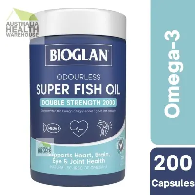 Bioglan Odourless Super Fish Oil Double Strength 2000 200 Capsules November 2023