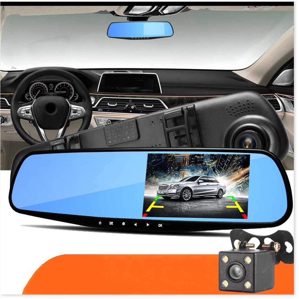 Camera hành trình gương chiếu hậu full HD, Kèm camera lùi, chống nước đạt chuẩn, độ ghi hình DVR 1080P