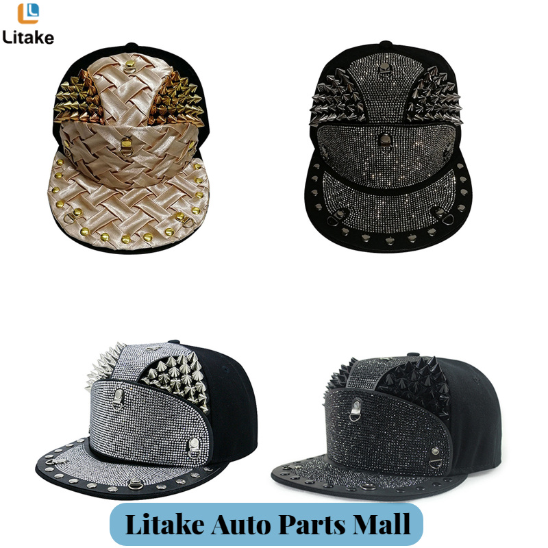 Men Women Hip Hop Baseball Hat Outdoor Adjustable Snapback Flat Brim Hat Lightweight Spike Studded Cap ราคา 479 บาท*ส่งฟรี