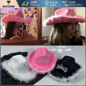 ZJJ Cowgirl Hat with Feather Edge for Women and Girls