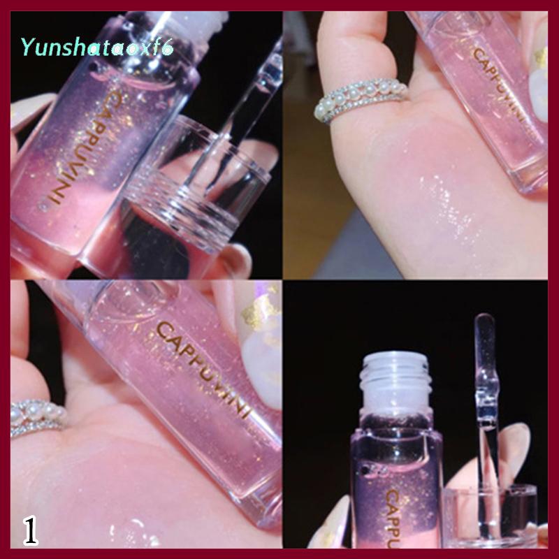 yunshataoxf Cappuvini trong suốt pha lê thạch Son bóng sáng bóng rõ ràng gương dưỡng ẩm Son dưỡng long lanh lỏng Son môi môi dầu môi môi tint - 6