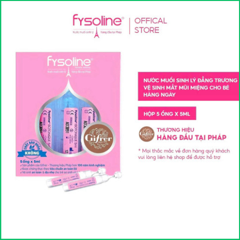 Chính Hãng - Nước Muối Sinh Lý Kháng Khuẩn Pháp Fysoline Hypertonic Solution hỗ trợ giảm ngạt mũi viêm mũi - Hộp 5 Ống