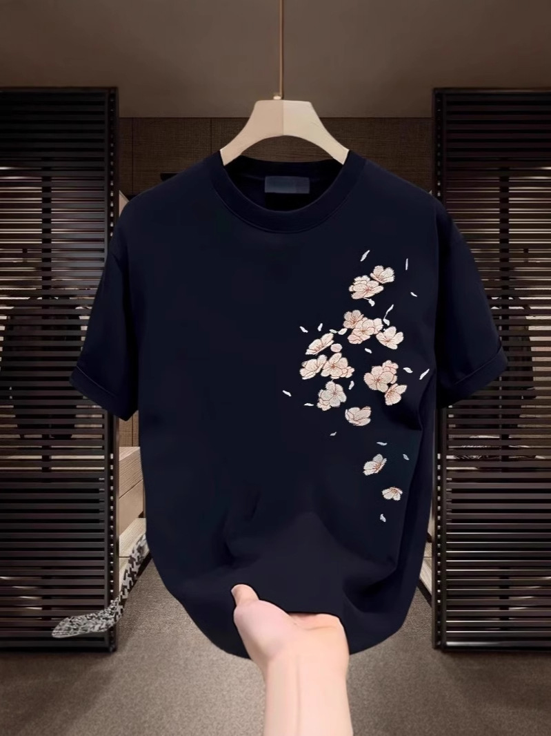 COD  Áo thun ngắn tay thương hiệu thời trang châu Âu và Mỹ, cotton nguyên chất, in hình mùa hè mới cho nam T Áo sơ mi cổ tròn đa năng unisex thời trang T Á