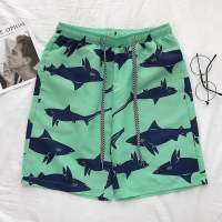 VUNC |Người Đàn Ông Của Quần Short Nhanh Chóng Làm Khô Quần đi biển Soakable phong cách Hawaii Quần bơi Lỏng quần soóc in hoa họa tiết cá mập Dây Kéo Vành Đai