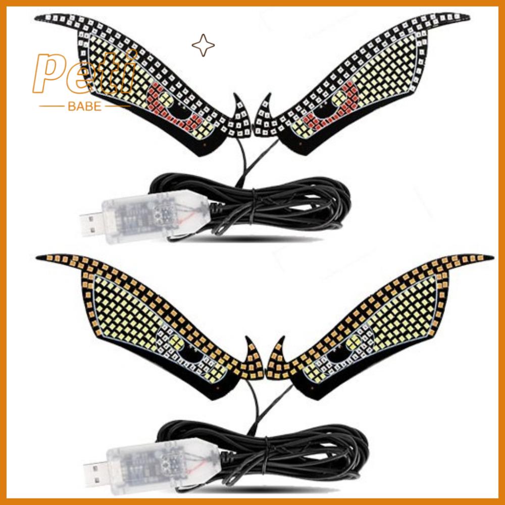 PETIBABE Màn hình LED Đèn mắt quỷ xe tải RGB động USB 5V Màn hình LED trên kính chắn gió Sáng tạo Đa chế độ Ánh sáng mắt quỷ dữ Trang trí xe hơi