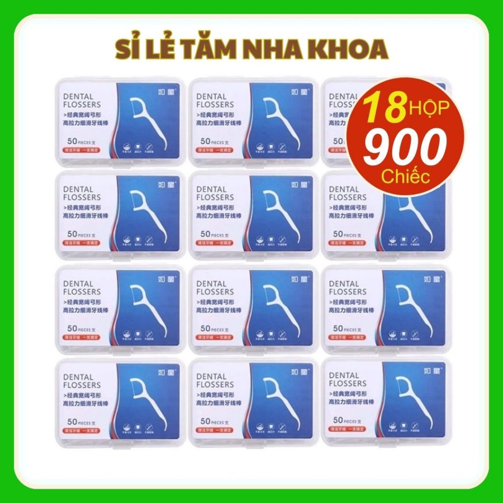 Combo 18 Hộp 900 Chiếc Tăm Chỉ Nha Khoa Xỉa Răng, Vệ Sinh Sạch Sẽ Kẽ Răng Chân Nướu Chăm Sóc Răng Miệng