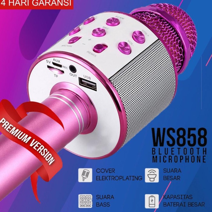 PROMO- TERBAIK MICROPHONE WS858 MIC BLUETOOTH KARAOKE SPEAKER MIKE WS 8 Giá 498,000 Đồng*Miễn phí vận chuyển