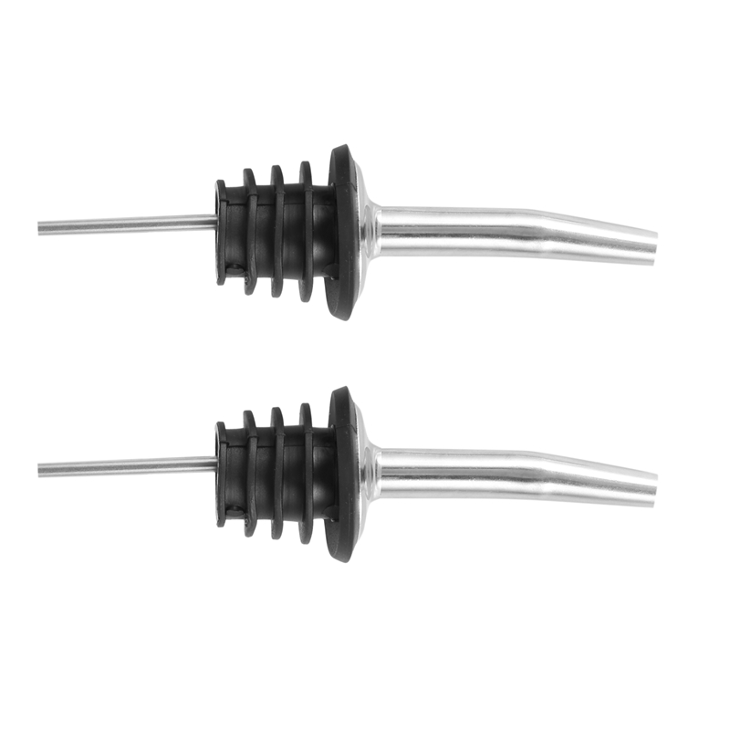 2pcs Stainless Steel Liquor Spirit Pourer with Rubber Stopper