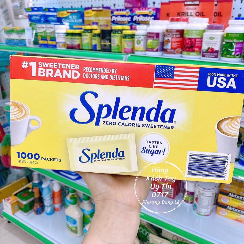 Đường ăn kiêng Splenda Mỹ Zero Calorie Sweetener dành cho người tiểu đường [1000 gói] - Sử dụng đường ăn kiêng Splenda để làm ngọt cà phê, trà nóng, trà đá, cà phê đá, latte, bột yến mạch, bột mạch nha, ngũ cốc, trái cây hoặc nấu ăn,...