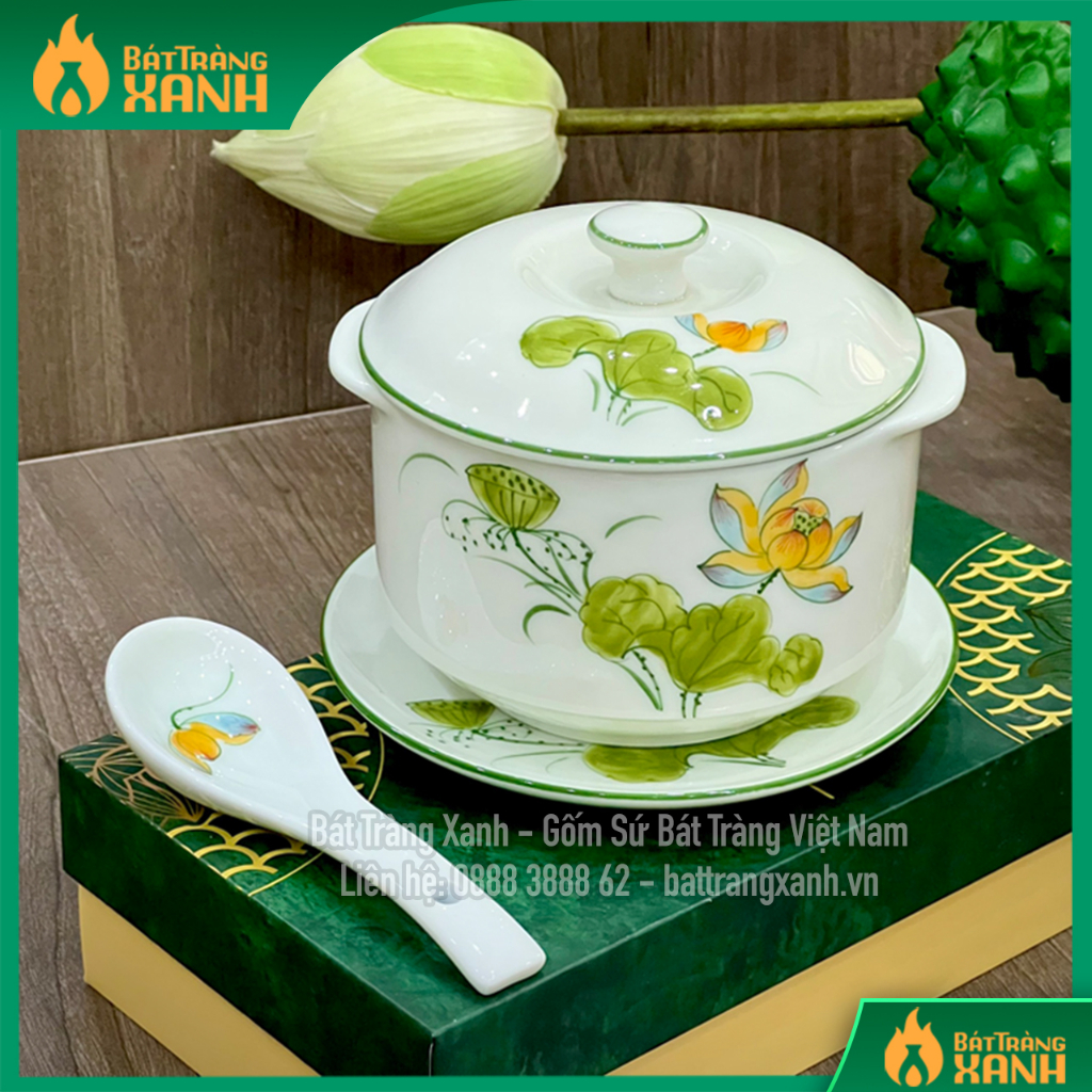 Nhiều mẫu thố sứ chưng yến bát tràng, âu cơm, âu yến, âu đựng thức ăn đĩa thìa gốm sứ bát tràng cao cấp