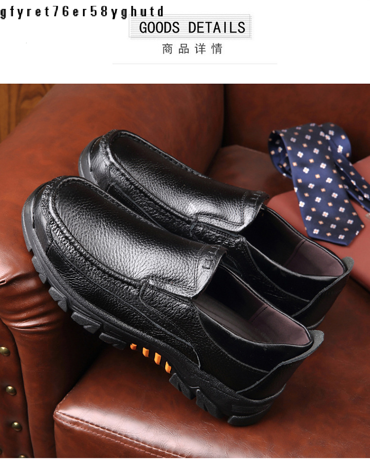 Men's Shoes 2024 Spring Men's Genuine Leather Shoes Thick Soled Moccasins Middle-aged and Elderly Business Casual Shoes Large Size 46