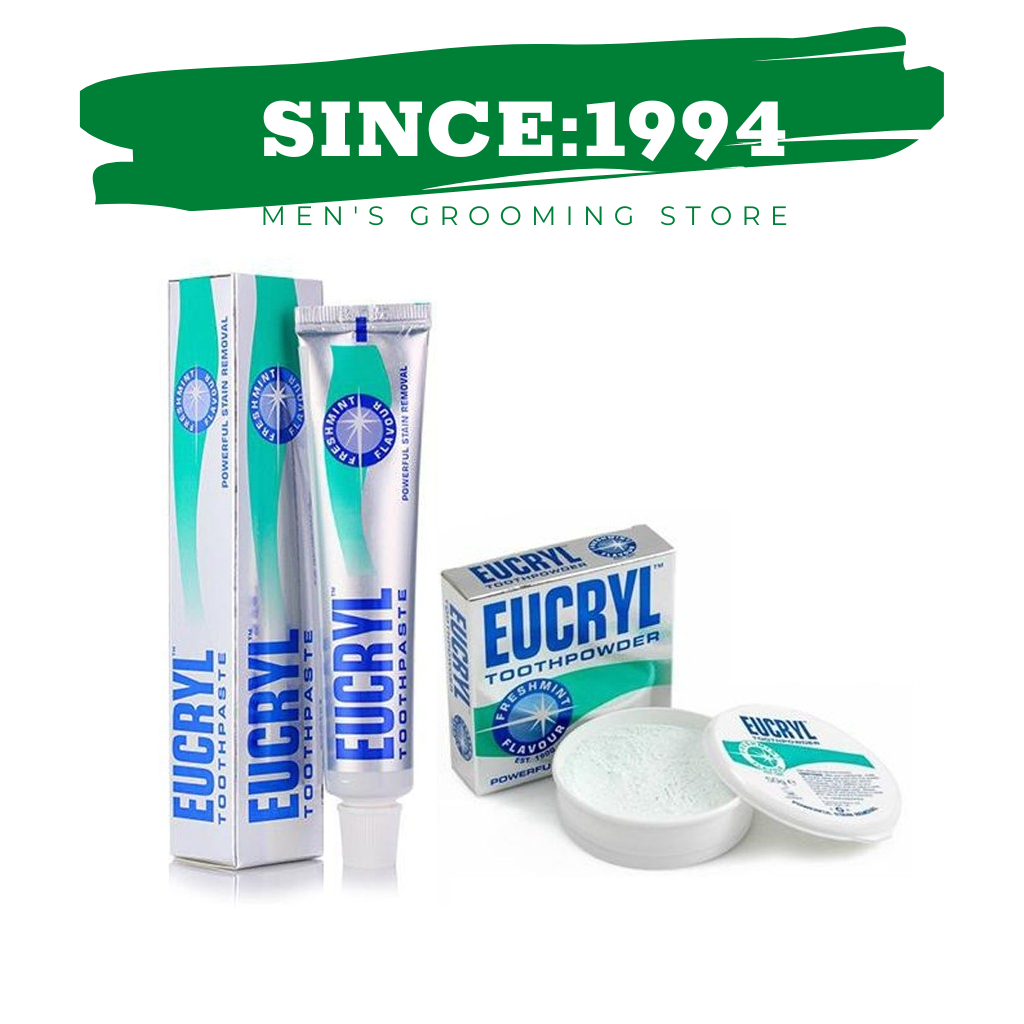 Bột tẩy trắng răng + kem đánh răng làm trắng răng eucryl tooth paste freshmint