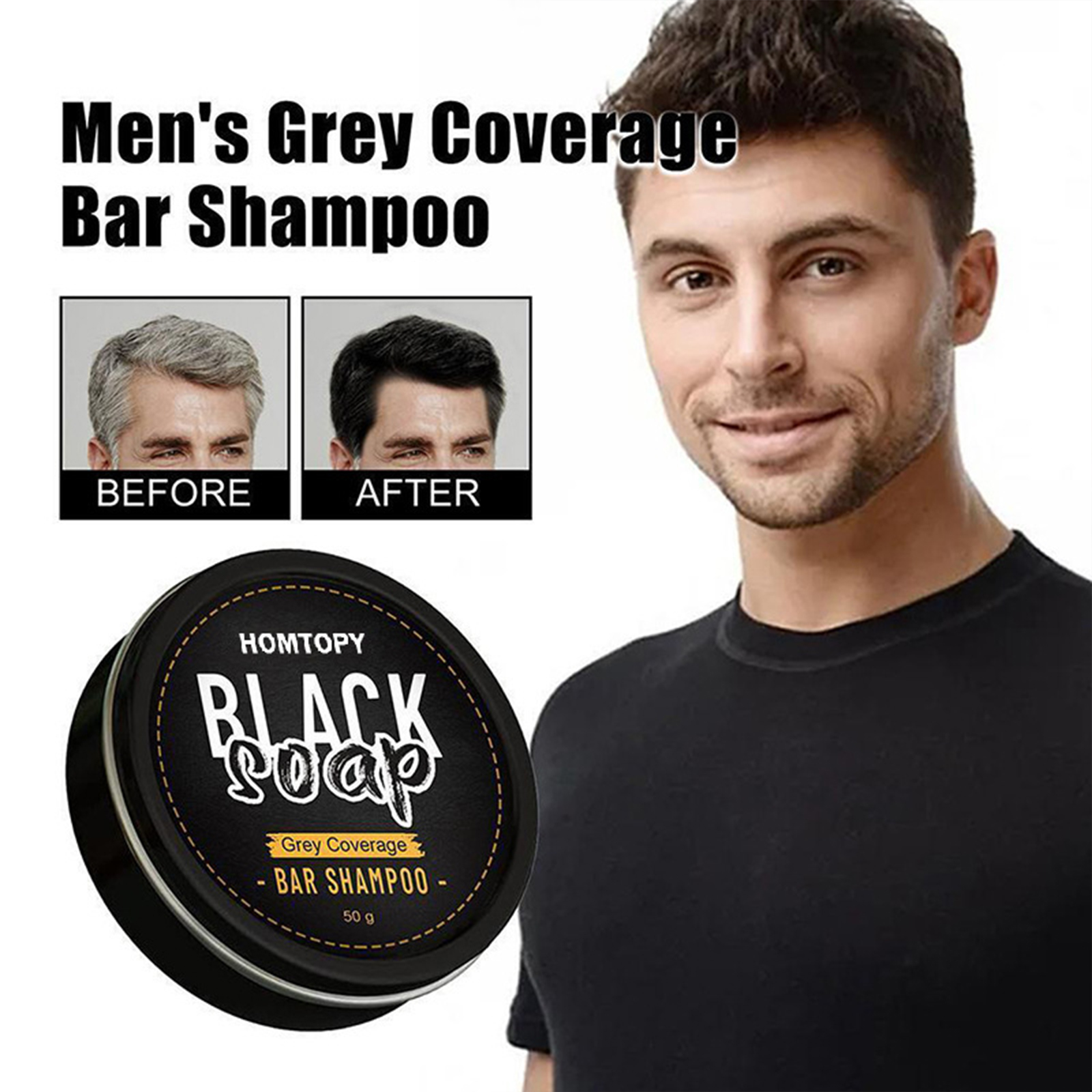 【Fashionable New Arrival】 Men's Black Hair Soap Hair Darkening Soap Shampoo Bar Fast Repair Gray Whi