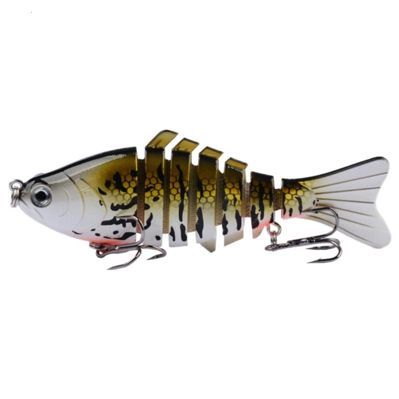 Mồi Câu Cá swimbait muti-phần nối đúc mồi cứng lưỡi câu 3 móc Crankbait chìm giải quyết mồi nhử bơi