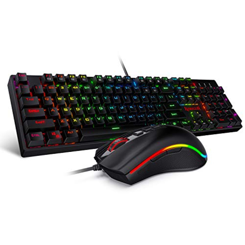 Redragon K582-BA Wired Mechanical Gaming Keyboard & M711 Cobra Gaming Mouse Combo, 10,000DPI, 7 Programmable Buttons, RGB LED Backlit Keyboard Mouse Set for PC, Laptop, Computer Singapore