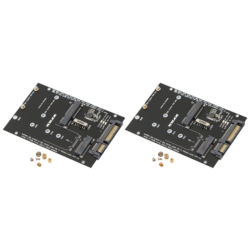 2X M.2 NGFF MSATA SSD to 2.5Inch SATA 3.0 Adapter 2 in 1 Converter Card for PC Laptop