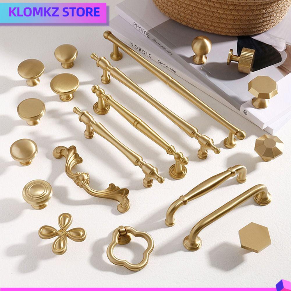 KLOMKZ Tròn Núm ngăn tủ Có khía Vàng Tay nắm cửa Đơn giản Thiết kế một lỗ Phụ kiện nội thất Dành cho gia đình