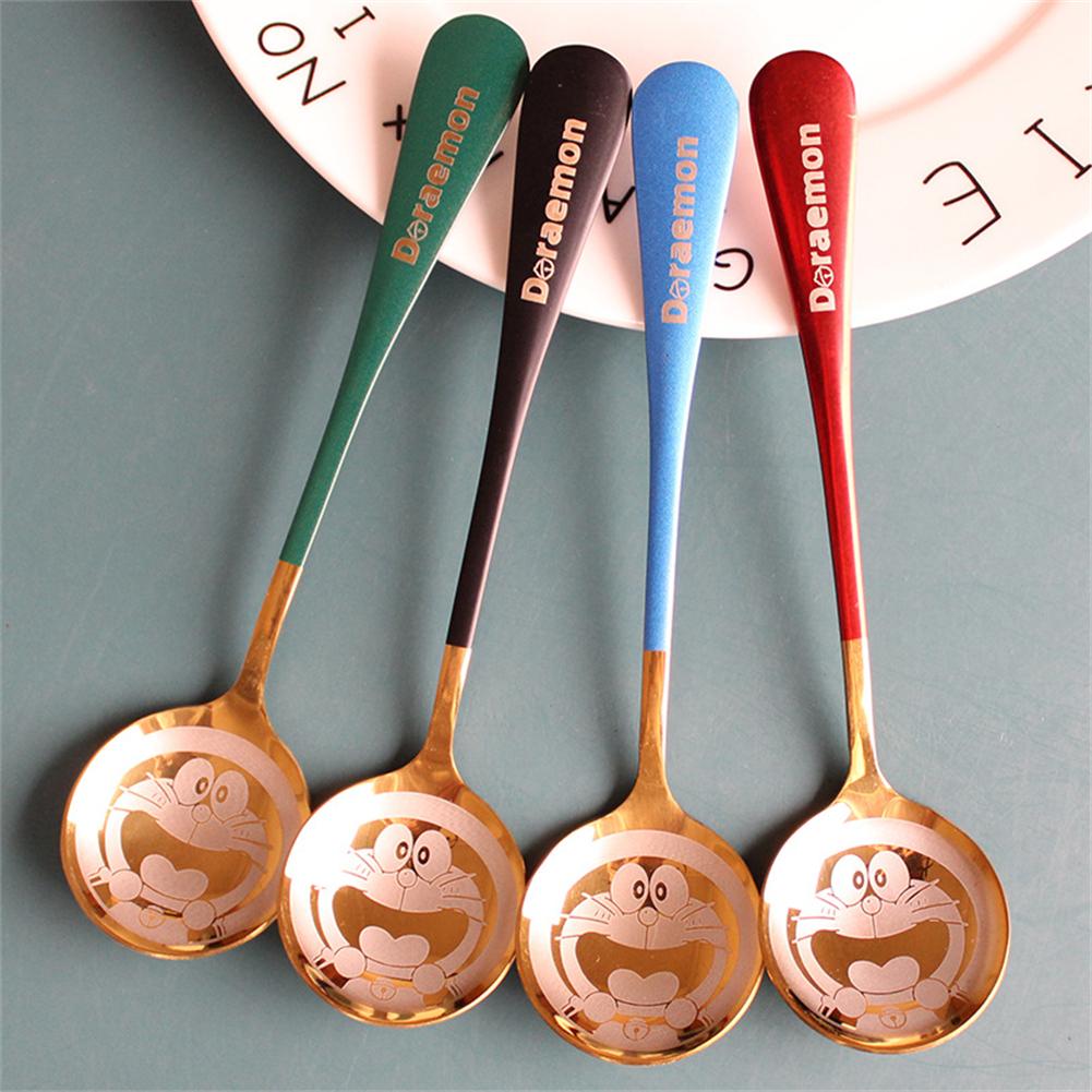 Thickened Jingle Cat Cute Cartoon Round Spoon, Doraemon Round Spoon, Creative Machine Cat Stainless Steel Spoon, Cartoon Cute Meal Spoon, Soup Spoon, Tableware, Kitchen ราคา 6 บาท*ส่งฟรี