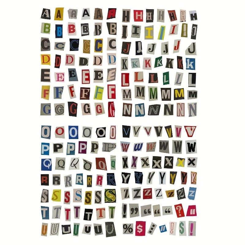 Retro English Symbol Sticker Set: Alphabet and Number Label Stickers&Creative Ledger Collage Material Pack (Diary/Scrapbook/Storage Decoration)
