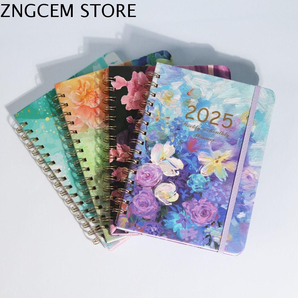 ZNGCEM A5 Sổ kế hoạch chương trình nghị sự 2025 140 trang Hoa Sổ ghi chép 365 ngày Bản ghi nhớ kinh doanh Giấy Sổ kế hoạch 12 tháng Văn phòng