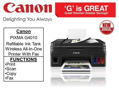 [Singapore warranty] Canon PIXMA G4010 Refillable Ink Tank Wireless All-In-One Printer with Fax **Free $30 NTUC Voucher Till 5 Sep 2021 (WALK-IN-REDEMPTION by 18 Sep 2021 at Canon Customer Care Centre***
