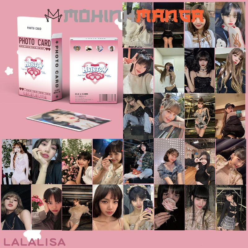 Lomo card bo góc BP hologram hộp 50 thẻ in 2 mặt Lisa Jennie Jisoo Rose có hiệu ứng lấp lánh 