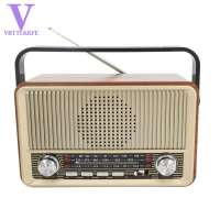 FM/AM/SW Radio Bluetooth Speaker Portable Wooden Retro Card TF USB MP3 Music Player