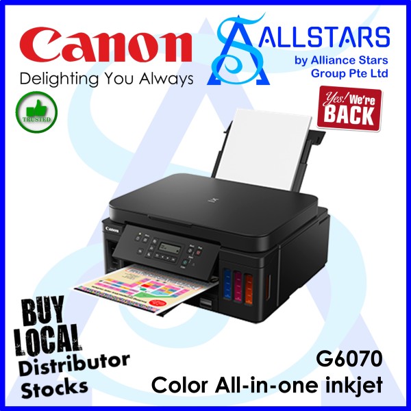 (ALLSTARS : We Are Back Promo) Canon PIXMA G6070 Refillable Ink Tank Wireless All-In-One for High Volume Printing (Warranty 2years or 30K prints carry-in to Canon SG) Singapore