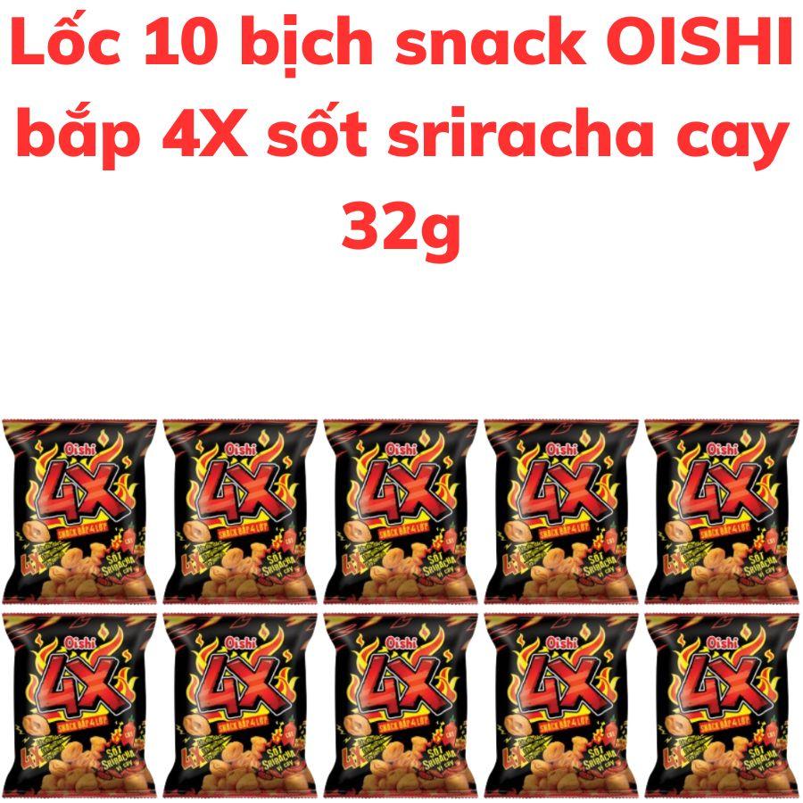 Bánh snack OISHI 4X bắp 4 lớp sốt sriracha cay bịch 32g