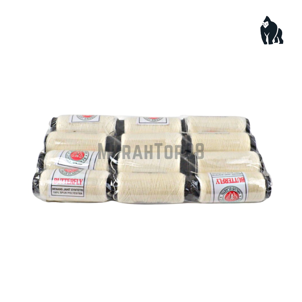 [ISI 12 PCS] Benang Jahit Tangan Besar Multiwarna Hitam Putih Butterfly [1 PACK isi 12 GULUNG]