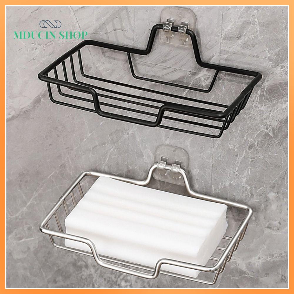 MDUCIN SHOP Thép không gỉ Giá đỡ xà phòng gắn tường Tự dính Không đục lỗ Khay xà phòng Bền bỉ Dày hơn Hộp xà phòng thoát nước Phòng tắm tại nhà