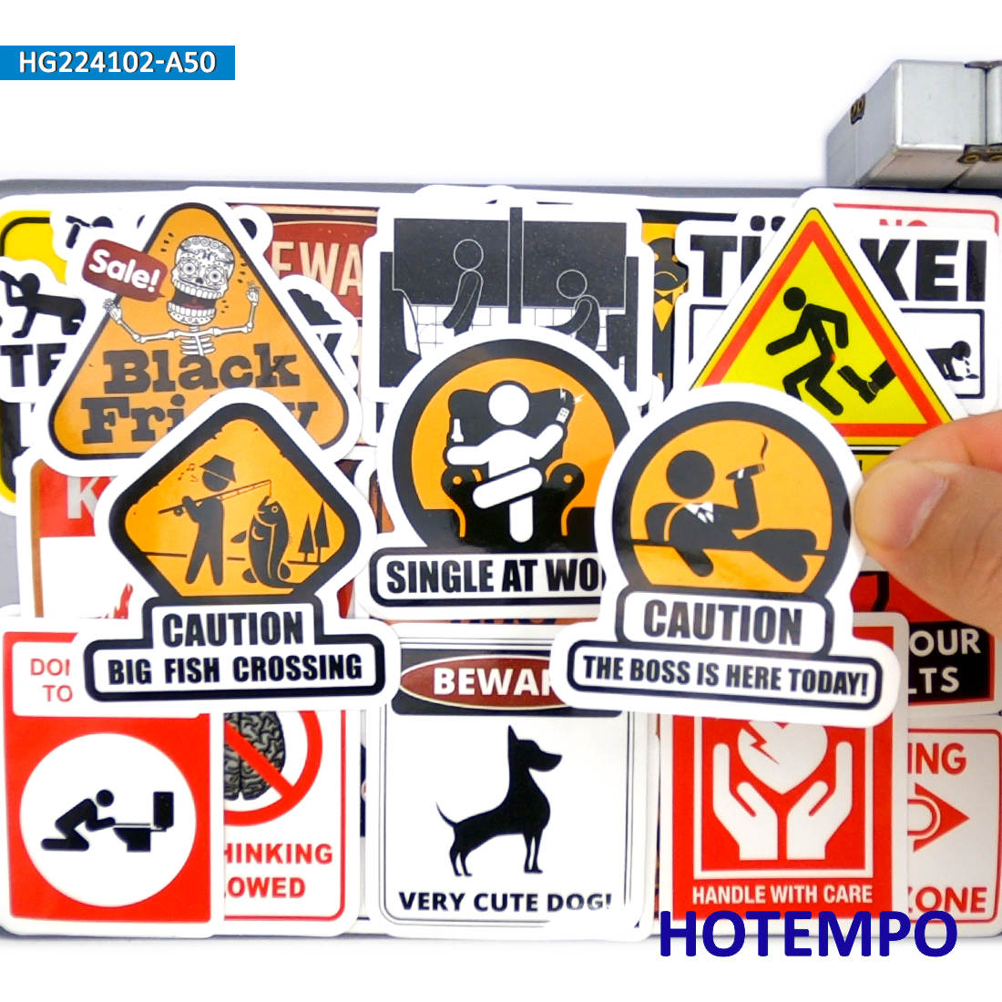50Pieces Funny Warning Signs Spoof Slogan Waterproof Stickers For Luggage