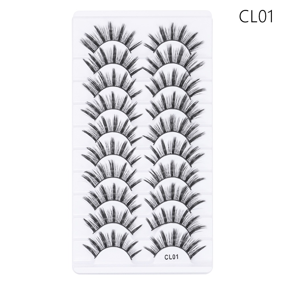 FWFHTP 10 Pairs Dải toàn bộ Lông mi giả Natrual Long Không độc hại Lông mi giả lông chồn 3D Thời trang nữ Thủ công Dụng cụ trang điểm mắt Nối mi - 2